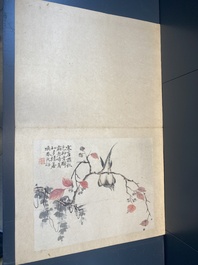 Ecole chinoise: Six &oelig;uvres avec des oiseaux, des fleurs et des fruits, encre et couleur sur papier, 19/20&egrave;me