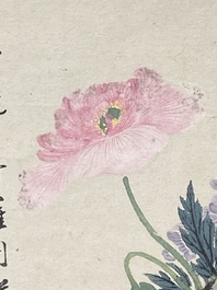 Chinese school: Six works with birds, flowers and fruits, ink and colour on paper, 19/20th C.