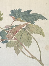 Chinese school: Seven works with birds and flowers, ink and colour on silk, signed Jinghan 景涵, 19/20th C.