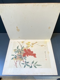 Chinese school: Seven works with birds and flowers, ink and colour on silk, signed Jinghan 景涵, 19/20th C.