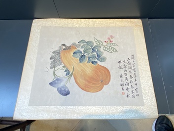 Chinese school: Six works with birds, flowers and fruits, ink and colour on paper, 19/20th C.