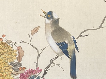 Chinese school: Seven works with birds and flowers, ink and colour on silk, signed Jinghan 景涵, 19/20th C.