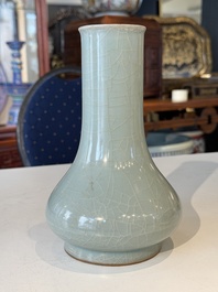 A Chinese Longquan celadon bottle vase, Song/Ming