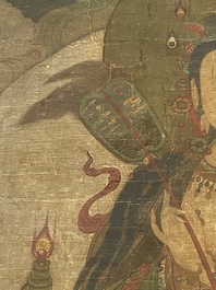 Ecole chinoise : Portrait d'Avalokitesvara, encre et couleur sur soie, Ming