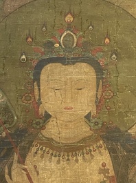 Chinese school: Portrait of Avalokitesvara, ink and colour on silk, Ming