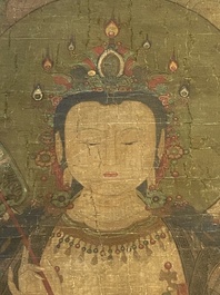 Ecole chinoise : Portrait d'Avalokitesvara, encre et couleur sur soie, Ming