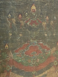 Ecole chinoise : Portrait d'Avalokitesvara, encre et couleur sur soie, Ming