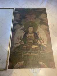 Chinese school: Portrait of Avalokitesvara, ink and colour on silk, Ming