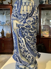 A fine Chinese blue and white Boddhisattva, Xue Chang Sen 薛長森 seal mark, Republic