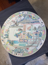 A massive Chinese famille rose dish with narrative design, Yongzheng