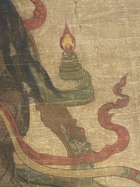 Ecole chinoise : Portrait d'Avalokitesvara, encre et couleur sur soie, Ming