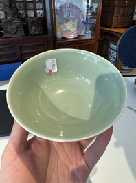 A Chinese monochrome celadon-glazed bowl, Daoguang mark and possibly of the period