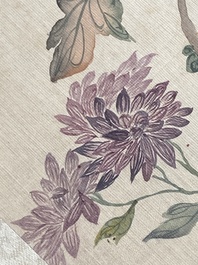 Chinese school: Seven works with insects and peonies, ink and colour on silk, 19/20th C.