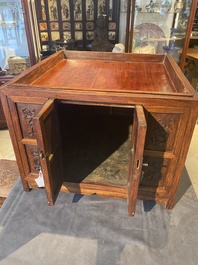 A rare Chinese huanghuali wood 'duo bao ge' cabinet of curiosities with chilong design, 18/19th C.