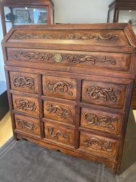 A rare Chinese huanghuali wood 'duo bao ge' cabinet of curiosities with chilong design, 18/19th C.