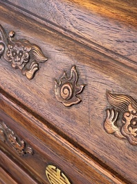 A rare Chinese huanghuali wood 'duo bao ge' cabinet of curiosities with chilong design, 18/19th C.