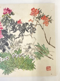 Wu Changshuo 吴昌硕 (1844-1927): Album met 10 florale werken met kalligrafie, inkt en kleur op papier