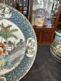 Seven Chinese Canton famille verte plates with figural design, 19th C.