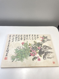 Wu Changshuo 吴昌硕 (1844-1927): Album met 10 florale werken met kalligrafie, inkt en kleur op papier