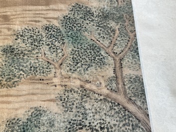 Shen Quan 沈铨 (1682-1760): 'Animals by the mountain', ink and colour on silk, dated 1728