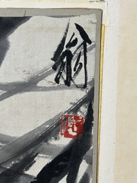 Qi Baishi 齊白石 (1864-1957), 'Krabben en drijvende grassen', inkt op papier