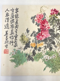 Wu Changshuo 吴昌硕 (1844-1927): Album contenant 10 sujets floraux accompagn&eacute;s de calligraphie, encre et couleur sur papier