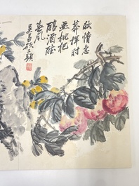 Wu Changshuo 吴昌硕 (1844-1927): Album with 10 floral works accompanied by calligraphy, ink and colour on paper