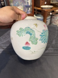 A fine Chinese famille rose 'mandarin duck and lotus' ginger jar, Yongzheng