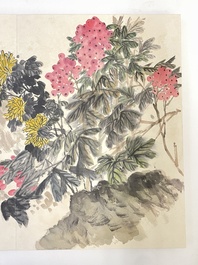 Wu Changshuo 吴昌硕 (1844-1927): Album met 10 florale werken met kalligrafie, inkt en kleur op papier