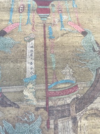 Chinese school: 'Gathering under the pine', ink and colour on silk, 18/19th C.