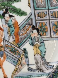 Seven Chinese Canton famille verte plates with figural design, 19th C.