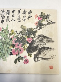 Wu Changshuo 吴昌硕 (1844-1927): Album contenant 10 sujets floraux accompagn&eacute;s de calligraphie, encre et couleur sur papier