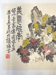 Wu Changshuo 吴昌硕 (1844-1927): Album contenant 10 sujets floraux accompagn&eacute;s de calligraphie, encre et couleur sur papier