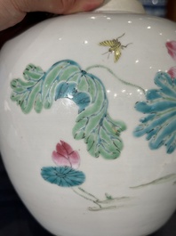 A fine Chinese famille rose 'mandarin duck and lotus' ginger jar, Yongzheng