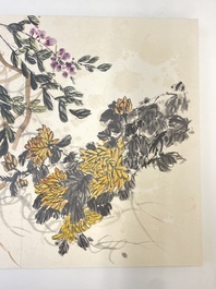 Wu Changshuo 吴昌硕 (1844-1927): Album contenant 10 sujets floraux accompagn&eacute;s de calligraphie, encre et couleur sur papier