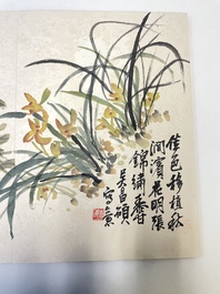 Wu Changshuo 吴昌硕 (1844-1927): Album contenant 10 sujets floraux accompagn&eacute;s de calligraphie, encre et couleur sur papier