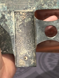 A Chinese ceremonial bronze dagger axe, 'ge', Warring States period