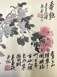 Wu Changshuo 吴昌硕 (1844-1927): Album met 10 florale werken met kalligrafie, inkt en kleur op papier