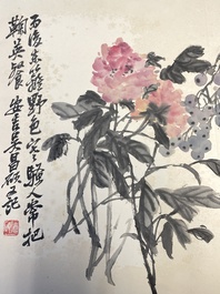 Wu Changshuo 吴昌硕 (1844-1927): Album contenant 10 sujets floraux accompagn&eacute;s de calligraphie, encre et couleur sur papier