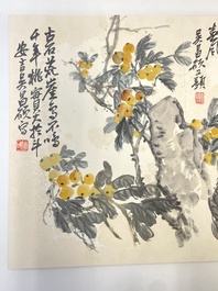 Wu Changshuo 吴昌硕 (1844-1927): Album contenant 10 sujets floraux accompagn&eacute;s de calligraphie, encre et couleur sur papier