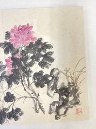 Wu Changshuo 吴昌硕 (1844-1927): Album met 10 florale werken met kalligrafie, inkt en kleur op papier