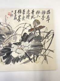 Wu Changshuo 吴昌硕 (1844-1927): Album met 10 florale werken met kalligrafie, inkt en kleur op papier