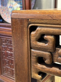 A large rectangular Chinese huanghuali wooden table, 19/20th C.