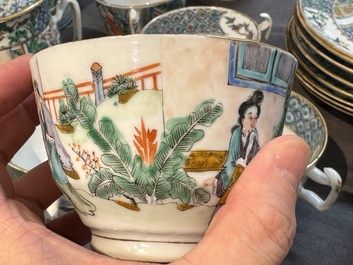 Service &agrave; th&eacute; de 27 pi&egrave;ces en porcelaine de Chine famille verte de Canton, 19&egrave;me