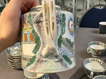 Service &agrave; th&eacute; de 27 pi&egrave;ces en porcelaine de Chine famille verte de Canton, 19&egrave;me