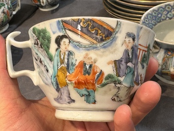 A rare Chinese Canton famille verte 27-piece tea service, 19th C.
