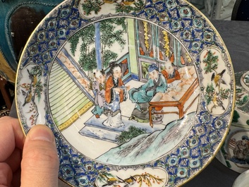 Een zeldzaam Chinees Canton famille verte 27-delig theeservies, 19e eeuw