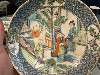 Service &agrave; th&eacute; de 27 pi&egrave;ces en porcelaine de Chine famille verte de Canton, 19&egrave;me