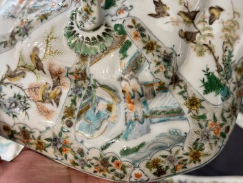 Rare service en porcelaine de KPM &agrave; d&eacute;cor famille verte de Canton, Chine et Allemagne, 19&egrave;me