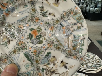 Rare service en porcelaine de KPM &agrave; d&eacute;cor famille verte de Canton, Chine et Allemagne, 19&egrave;me